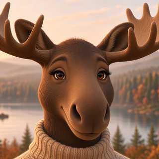 Maple Moosely, an AI-generated moose mascot